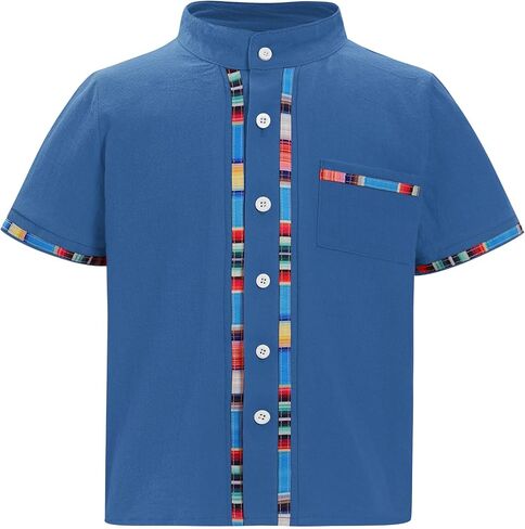 AWIBMK Kids Toddler Boys Mexican Shirt Short Sleeve Button-up Guayabera Shirt Traditional Cinco De Mayo Fiesta Top in Saudi Arabia