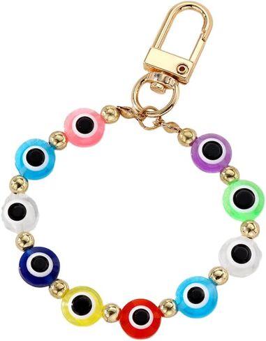 Fuqimanman2020 Colorful Evil Eye Beads Keychain Resin Blue Eye Bag Pendant Anti-Lost Accessories Suitable For Women Jewelry in Saudi Arabia