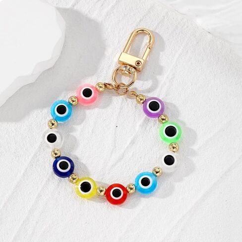 Fuqimanman2020 Colorful Evil Eye Beads Keychain Resin Blue Eye Bag Pendant Anti-Lost Accessories Suitable For Women Jewelry in Saudi Arabia