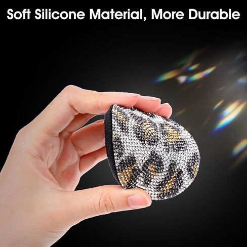 2 Pcs Bling Car Cup Holder Coasters, Leopard Print Rhinestone Car Coasters Cheetah Print Universal Non-Slip Rubber Coasters 2.75in Drink Cup Mat Interior Decor Accessories(Coffee Color) in Saudi Arabia