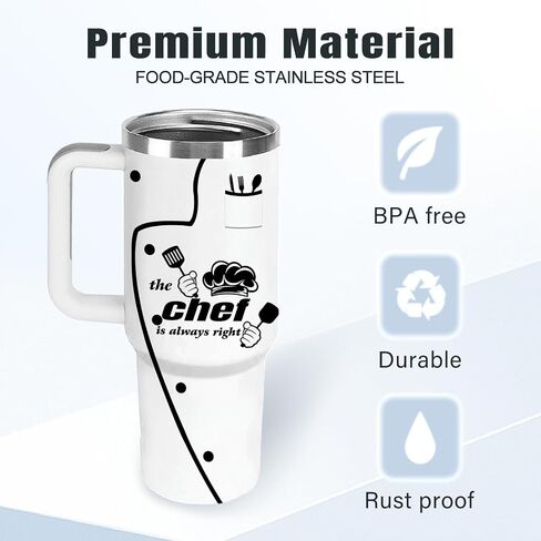 Chef Gifts for Men Women 40oz Stainless Steel Chef Cup Tumbler, Cooking Lovers Birthday Present, Baking/Culinary Gifts for Dad Husband in Saudi Arabia