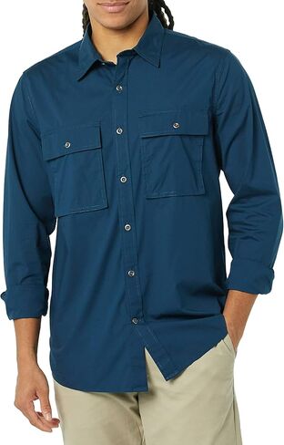 Amazon Essentials Men's Standard-Fit Long-Sleeve Two-Pocket Utility Shirt (Previously Goodthreads) in Saudi Arabia