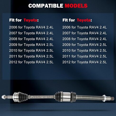 cciyu 66-5298 CV Axle Shaft Assembly Fit 2006-2008 for Toyota RAV4 2.4L,2009-2012 for Toyota RAV4 2.5L Front Right Passenger Side FWD in Saudi Arabia