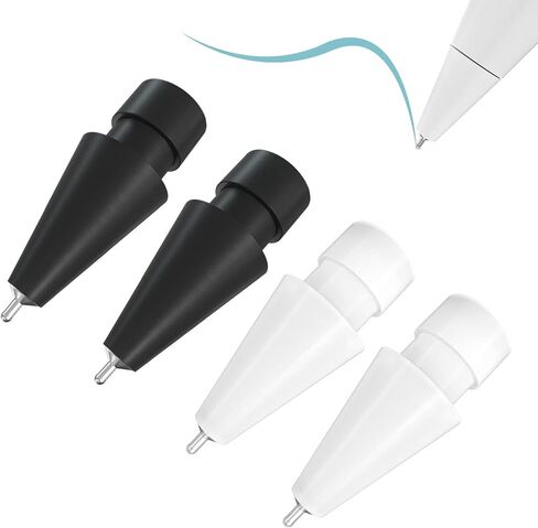 6-PCS Pencil Tips Replacement-4 محسّنات محسنة 0.7 مم المعدنية (أسود/أبيض/وردي) ونصائح POM الأصلية الشبيهة ، تناسب Apple Pencil Pro/2nd/1st Gen/USB-C | رسم دقيق وكتابة سلسة in Kuwait