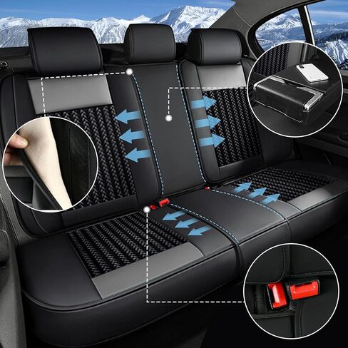 TTX LIGHTING Car Seat Cover Full Set for 2003-2026 Honda Civic LX,Sport,EX,EX-L,Touring,EX-T,Hybrid,LX-P,SE,LX-S,DX-VP,GX,Sport Touring: Breathable Ice Slik Seat Covers(5 Seat, Black&Gray) in Kuwait