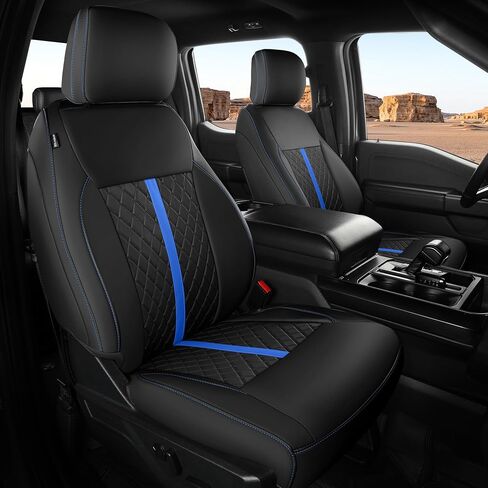 بالنسبة لأغطية مقاعد جلدية Ford F150 ، Super Crew Cab XL XLT Platinum 2010 2011 2012 2013 ، Custom Fit Truck Set Set مجموعة كاملة ، إكسسوارات حماة التقاط ، أسود (مقعد دلو) in Kuwait