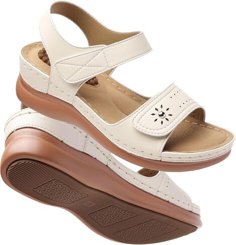 Tilocow Sandals Women Wedge Shoes - Orthopedic Comfortable Arch Support Platform Sandals for Women Wedge Summer Dressy Casual Bunion Walking Sandals in Kuwait