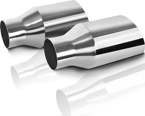 Mupera Universal 2.5 Inch Inlet Exhaust Tip-2 Pack, 6" Outlet, 9" Long Exhaust Tip for 2.5 Inch Outside Diameter Exhaust Tips, Silver Stainless Steel Exhaust Tips, Weld-On in Saudi Arabia