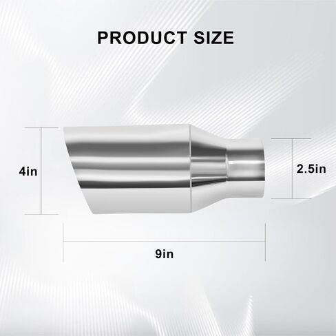 Mupera Universal 2.5 Inch Inlet Exhaust Tip-2 Pack, 6" Outlet, 9" Long Exhaust Tip for 2.5 Inch Outside Diameter Exhaust Tips, Silver Stainless Steel Exhaust Tips, Weld-On in Saudi Arabia