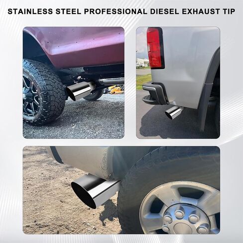 Mupera Universal 2.5 Inch Inlet Exhaust Tip-2 Pack, 6" Outlet, 9" Long Exhaust Tip for 2.5 Inch Outside Diameter Exhaust Tips, Silver Stainless Steel Exhaust Tips, Weld-On in Saudi Arabia