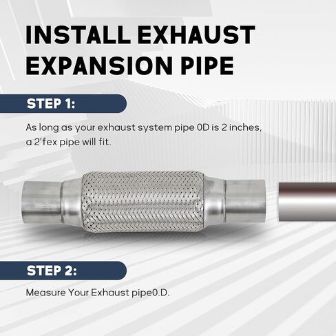 2.25''X8''universal stainless steel Exhaust Flex Pipe with Ends 12" Inch Long Heavy Dutydouble braided bendable exhaust Flex Pipe in Kuwait