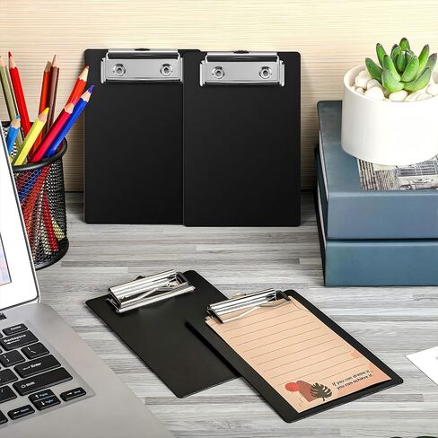 Eersida 24 Pack Mini Clipboards 4 x 6 Inch Small Clipboards Pocket Clipboard Cute Clipboard Plastic Memo Clipboards with Profile Clip for Small Notepads Receipts Tickets (Black) in Saudi Arabia