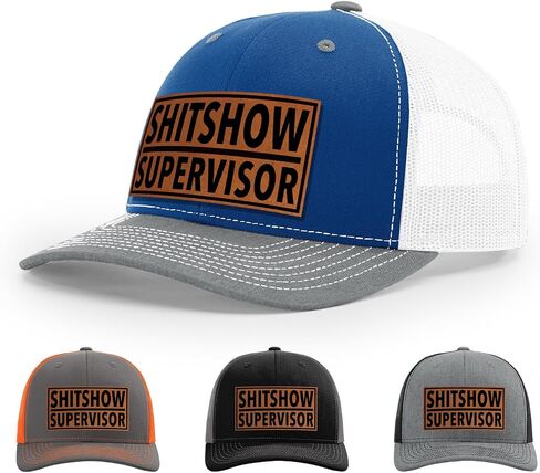 قبعة المشرف على Shitshow ، 112 طراز Trucker Leather Patch Hat للرجال والنساء ، 6 لوحة البيسبول قبعة مع Snapback العلبة in Kuwait