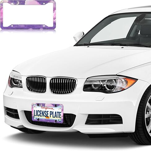 LIN KANG Black Leopard Cheetah Print License Plate Frame Funny Animal Print License Plates Holder Stainless Steel Auto Parts Rust-Proof Waterproof Car Decorative Tag Frame for Standard US 12x6 Inch in Saudi Arabia