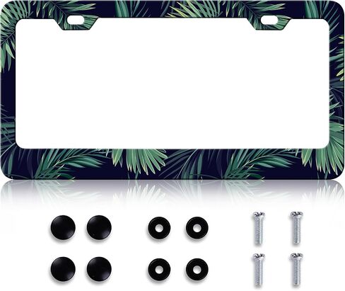 LIN KANG Black Leopard Cheetah Print License Plate Frame Funny Animal Print License Plates Holder Stainless Steel Auto Parts Rust-Proof Waterproof Car Decorative Tag Frame for Standard US 12x6 Inch in Saudi Arabia