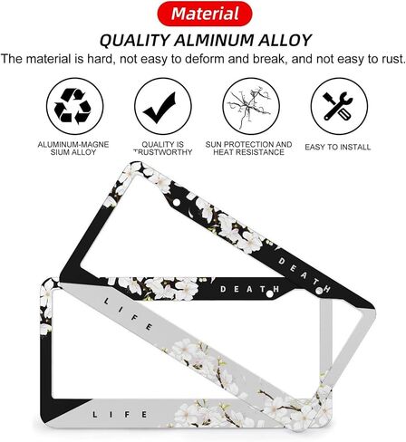 Ocean Waves and Flower License Plate Frame 2 Pack, Auto Car Accessories Front Rear License Plate Cover Holder Decoration Aluminum Car Tag Frame for Women Men 12.3 X 6.3 inch 2 Holes with Screws in Saudi Arabia