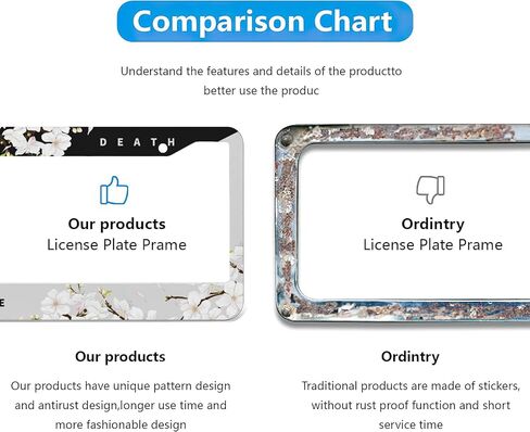 Ocean Waves and Flower License Plate Frame 2 Pack, Auto Car Accessories Front Rear License Plate Cover Holder Decoration Aluminum Car Tag Frame for Women Men 12.3 X 6.3 inch 2 Holes with Screws in Saudi Arabia