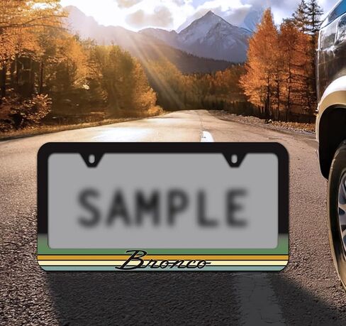 Ford Bronco Vintage Script UV Cured Ink Black Plastic License Plate Frame in Saudi Arabia