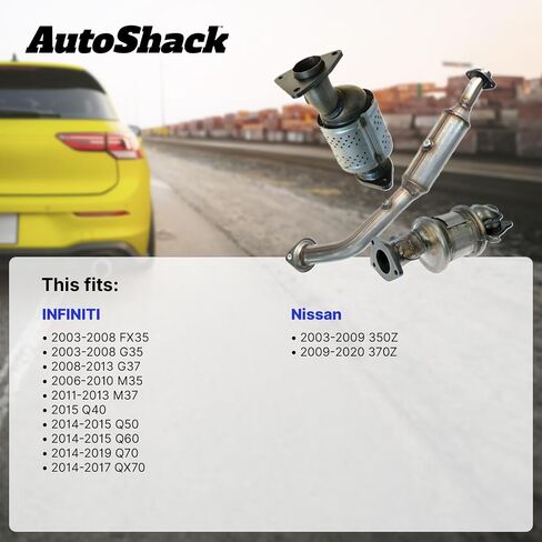 AutoShack Driver and Passenger Side Catalytic Converter Pair 2 Direct Fit Replacement for Nissan 370Z 350Z INFINITI Q50 G35 M37 M35 QX70 FX35 Q40 Q60 Q70L 2008-2013 G37 V6 (EPA Compliant) EMCC26199PR in Saudi Arabia