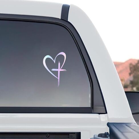 Love Cross Car Dicals ، Love Heart Sticker Secal ، ملصقات سيارة فينيل ، 8.7 "× 6" ملصق مقاوم للماء ، للسيارات ، النوافذ ، مصدات ، جذوع ، دفتر ملاحظات ، ملصقات زخرفية خارجية (متعددة الألوان) in Saudi Arabia