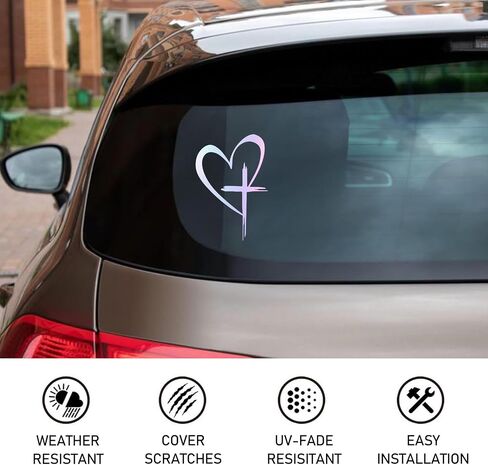 Love Cross Car Dicals ، Love Heart Sticker Secal ، ملصقات سيارة فينيل ، 8.7 "× 6" ملصق مقاوم للماء ، للسيارات ، النوافذ ، مصدات ، جذوع ، دفتر ملاحظات ، ملصقات زخرفية خارجية (متعددة الألوان) in Saudi Arabia