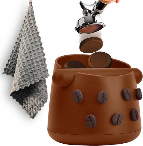 صندوق طحن القهوة |صندوق طحن قهوة الإسبريسو |التخلص من حاوية القهوة المطحونة | قضيب طرق قابل للإزالة وقاعدة مطاطية مضادة للانزلاق | ملحقات ماكينة الإسبريسو | قطعة قماش باريستا واحدة، صندوق طرق واحد (أسود)|JDHAVMOS in Kuwait