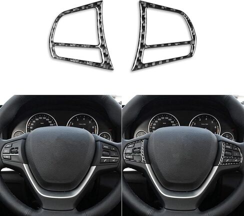تزيين ألياف الكربون الحقيقي الممتاز متوافق مع BMW X3 F25 2011-2017/X4 F26 2014-2017 ملصقات عجلة التوجيه CAR TRIME ATO AUTO INTORICORIES DECAL 3PCS Black ، BWX341117 in Kuwait
