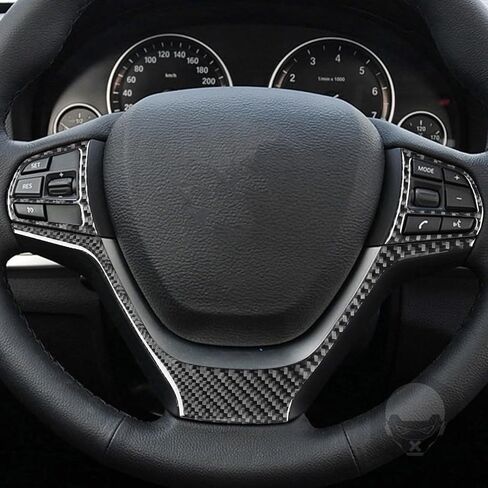 تزيين ألياف الكربون الحقيقي الممتاز متوافق مع BMW X3 F25 2011-2017/X4 F26 2014-2017 ملصقات عجلة التوجيه CAR TRIME ATO AUTO INTORICORIES DECAL 3PCS Black ، BWX341117 in Kuwait