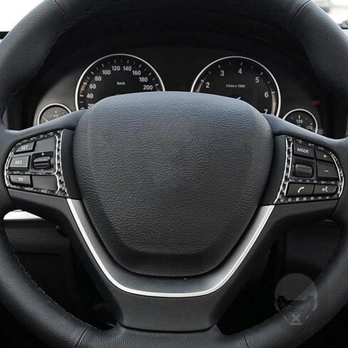 تزيين ألياف الكربون الحقيقي الممتاز متوافق مع BMW X3 F25 2011-2017/X4 F26 2014-2017 ملصقات عجلة التوجيه CAR TRIME ATO AUTO INTORICORIES DECAL 3PCS Black ، BWX341117 in Kuwait