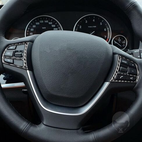 تزيين ألياف الكربون الحقيقي الممتاز متوافق مع BMW X3 F25 2011-2017/X4 F26 2014-2017 ملصقات عجلة التوجيه CAR TRIME ATO AUTO INTORICORIES DECAL 3PCS Black ، BWX341117 in Kuwait