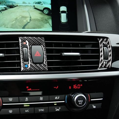 Real Premium Carbon Fiber Decoration Compatible with BMW X3 F25 2011-2017/X4 F26 2014-2017 Car Steering Wheel Sticker Trim Kit Auto Interior Accessories Decal 3pcs Black, BWX341117 in Saudi Arabia