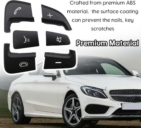 أزرار عجلة القيادة بديلة متوافقة مع مرسيدس بنز C الفئة W205 2016-2018/GLC X253 2016-2019 ، غطاء زر التحكم في عجلة القيادة ملائمة لسيارة مرسيدس بنز (أسود) in Saudi Arabia