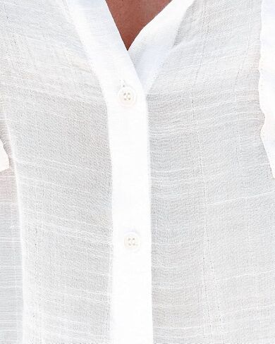 Paintcolors Women's Button Up Shirts Cotton Roll-Up Sleeve Blouses V Neck Casual Tunics Solid Color Tops with Pockets in Kuwait