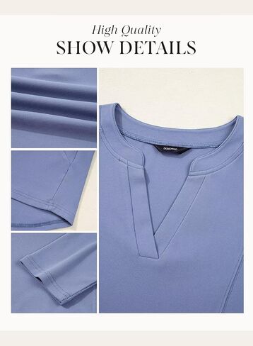 Dokotoo Women Tops Long Sleeve v Deck Dertts 2025 Fall Fashion Dary Disy Casual Business Tunic Blouses in Kuwait