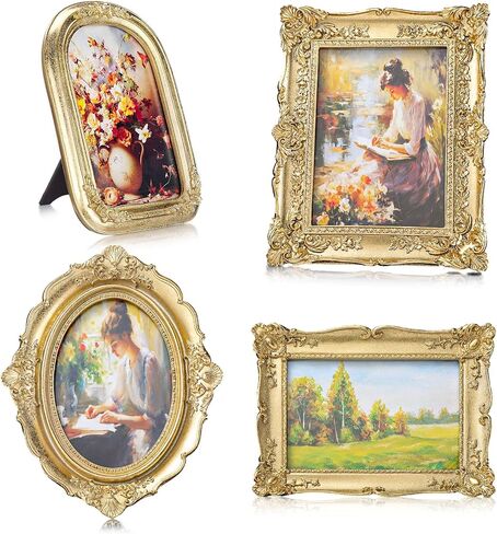 GEETERY 4 PCS GOLD GOLTIC VINTAGE PICTURE Frame Set VICTORIAN OFRENDA PHOTO PIMOR in Kuwait