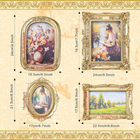 GEETERY 4 PCS GOLD GOLTIC VINTAGE PICTURE Frame Set VICTORIAN OFRENDA PHOTO PIMOR in Kuwait