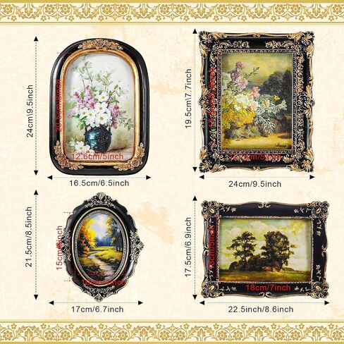 Geetery 4 Pcs Gold Gothic Vintage Picture Frame Set Victorian Antique Ofrenda Photo Picture Frame Small Luxury Wall Hanging Decor for Gallery Wall Photo Display Tabletop Home Decoration in Saudi Arabia