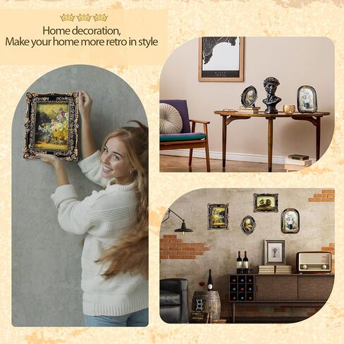 Geetery 4 Pcs Gold Gothic Vintage Picture Frame Set Victorian Antique Ofrenda Photo Picture Frame Small Luxury Wall Hanging Decor for Gallery Wall Photo Display Tabletop Home Decoration in Saudi Arabia