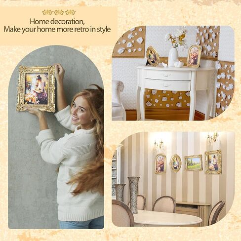 GEETERY 4 PCS GOLD GOLTIC VINTAGE PICTURE Frame Set VICTORIAN OFRENDA PHOTO PIMOR in Kuwait