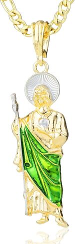 14K الذهب مطلي القديس جود قلادة قلادة دينية المجوهرات San Judas Tadeo Medalla Cadena Oro Laminado in Kuwait