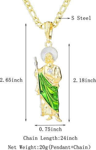 14K الذهب مطلي القديس جود قلادة قلادة دينية المجوهرات San Judas Tadeo Medalla Cadena Oro Laminado in Kuwait