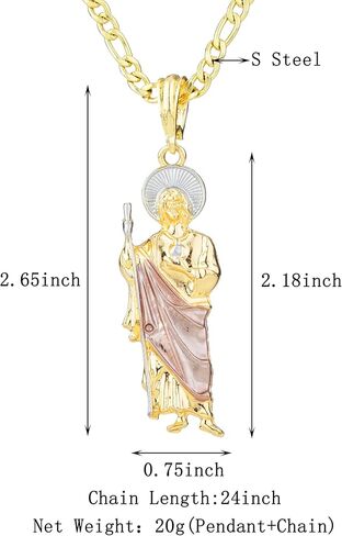 14K الذهب مطلي القديس جود قلادة قلادة دينية المجوهرات San Judas Tadeo Medalla Cadena Oro Laminado in Kuwait