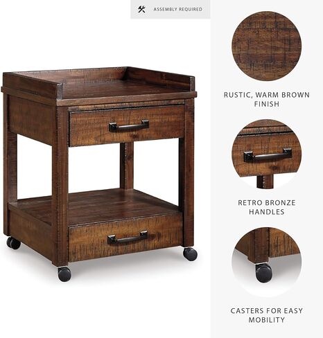 Signature Design by Ashley Baldridge Rustic Industrial Office Printer Stand with Storage, Brown in Kuwait