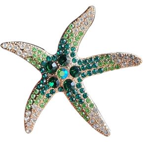 WCRAZYE Rhinestone Starfish Brooch Pin for Women Men Gold Plated Elegant Crystal Shell Star Shaped Ocean Sea Animal Brooches Lapel Pins Delicate Wedding Beach Party Dress Accessories in Kuwait