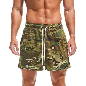 شورت Mens Mens Mesh Printed 5 "تمرين يدير شورتات الرباط الرياضية مع جيوب in Kuwait