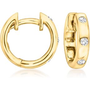 Ross-Simons 0.20 ct. t.w. Diamond Hoop Earrings in 18kt Gold Over Sterling in Saudi Arabia