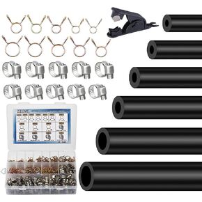 Silicone Vacuum Tubing Hose 6PCS 6.6FT + 12Size 260pcs Hose Clamps, 1/8" 5/32" 3/16" 1/4" 5/16" 3/8"ID, High Performance 130PSI Engine Automotive Vacuum Silicone Tubing Line Kits in Saudi Arabia
