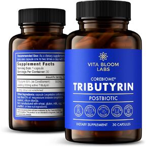 CoreBiome Tributyrin Supplement - Better Delivery & More Effective than Sodium Butyrate - Gut Health & Digestive Support - 3-in-1 Butyrate Postbiotics for Leaky Gut & Gut Barrier Support - 30 Capsules in Saudi Arabia