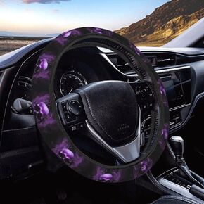 غطاء عجلة القيادة المطبوعة من Foruidea Purple Skull Cover Neoprene Automotive Auterivive Cover Cover Anti Slip و Encorption Auto Car Cover Toved معظم السيارات 15 بوصة in Saudi Arabia