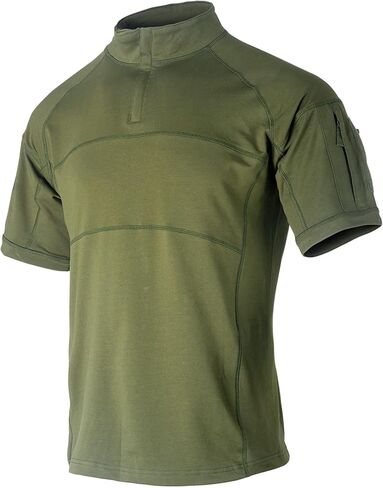 Tactical Short Sleeve Shirts for Men Military Combat T Shirt Workout Gym T-Shirt 1/4 Zip with 2 Pockets in Kuwait